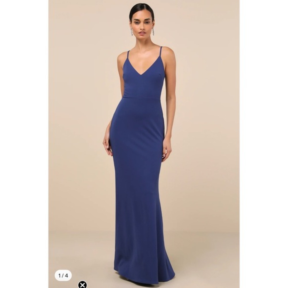 Lulus Infinite Glory Royal Blue Sleeveless Mermaid Maxi Dress XS Formal Gown‎